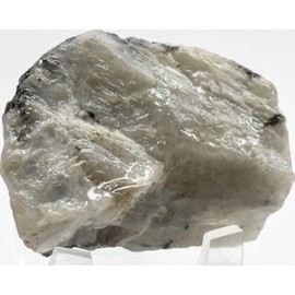 2.25" 105g White Rainbow Moonstone w/Black Tourmaline Inclusions Rough Natural Feldspar Gemstone Crystal Mineral Raw Specimen - India