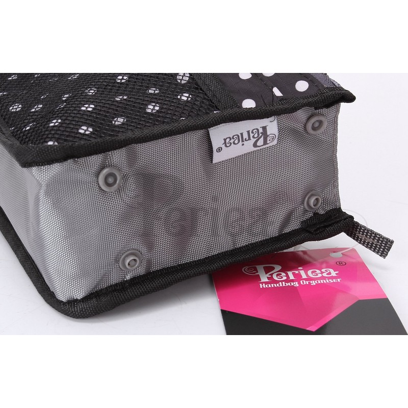 Periea Chelsy Handbag Organiser Insert (Black with White Polka-dots, Small)