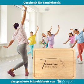 Trainer with Heart Gift - Premium Wooden Chopping Board 30 x 20 cm Large for Guard Trainers, Dance Teachers, Dance Coach - Geschenkissimo Gift Idea