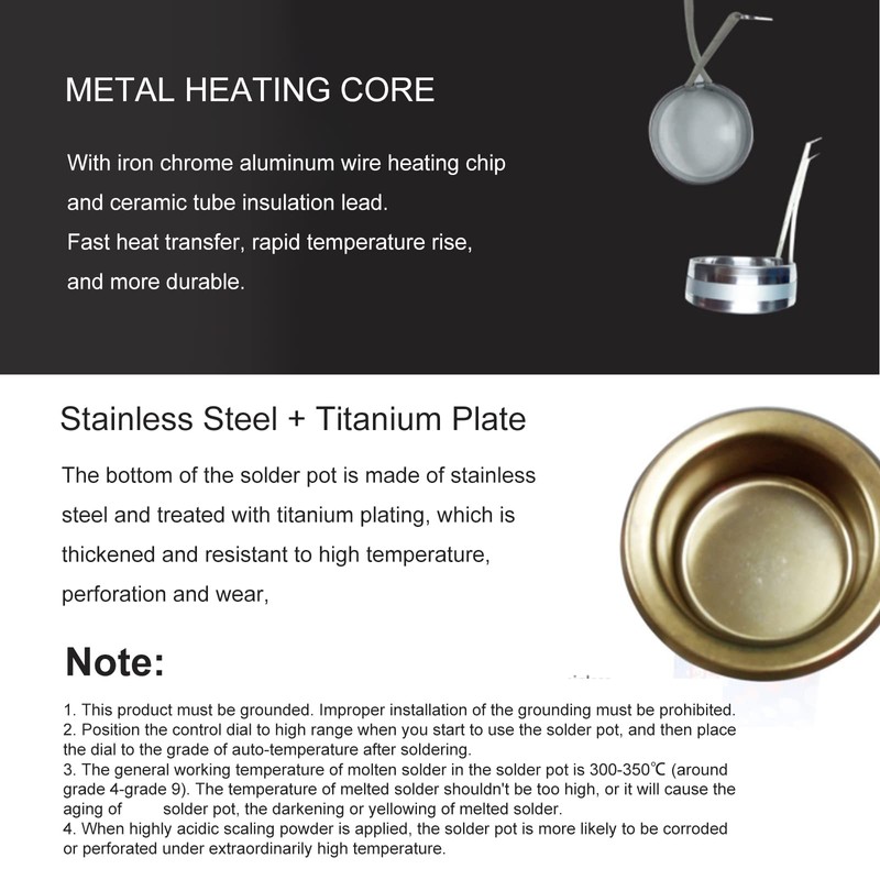 Solder Pot 300W 100mm Soldering Melting Pot Soldering Desoldering Bath