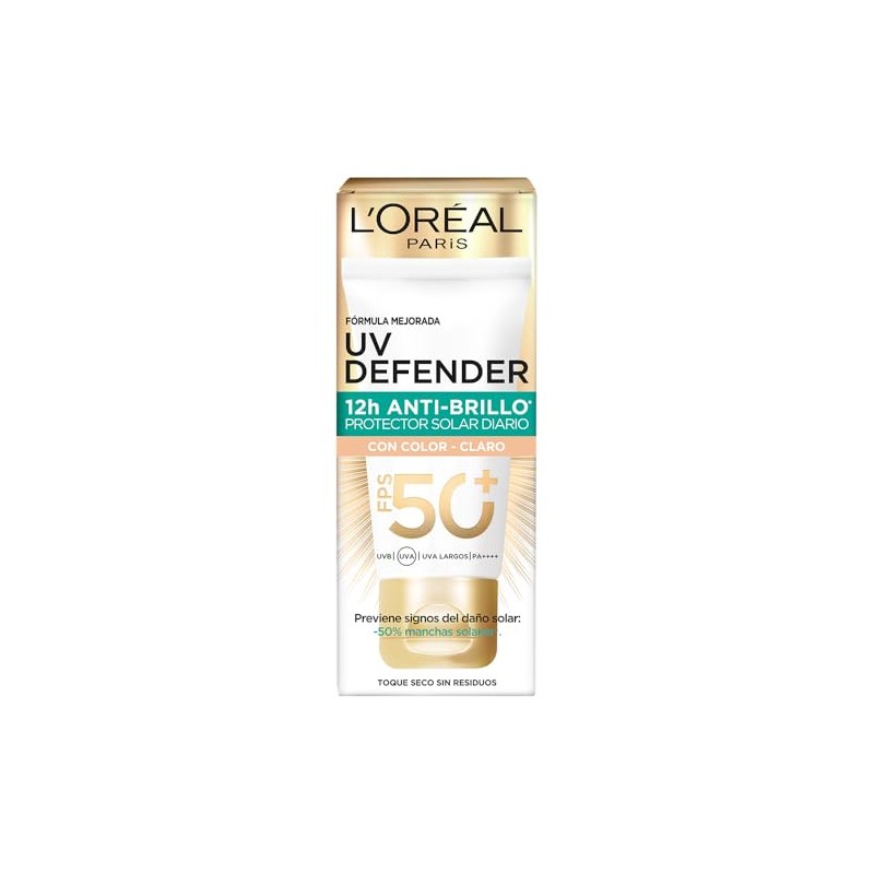 L'Oréal Paris Protector Solar Diario Anti-Brillo FPS50+ UV Defender Tono