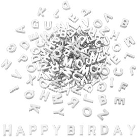 Alpinleux 100 Pcs Silver Alphabet Letter Beads, Bulk A-Z Resin Pendants, 3D Loose Letter Beads, Plastic Initial Charms for Jewelry Making, Key Chains, Crafts (Silver)