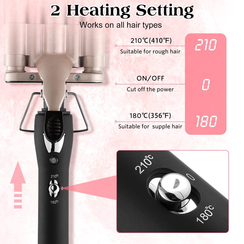 Hair Crimper Iron 5 Barrel Curling Iron Wand, 0.6 Inch