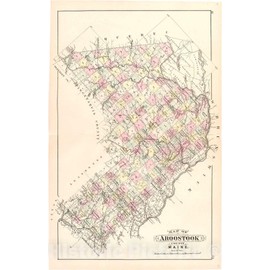 Historic 1887 Wall Map - Colby's Atlas of The State of Maine - Map of Aroostook County Maine 29in x 44in