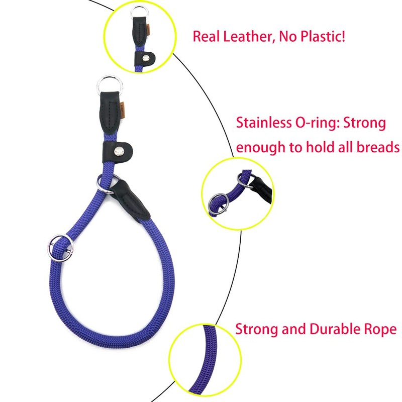 Aiminto Braided Rope Collar, Training Dog Collar, Round Martingale Collar,