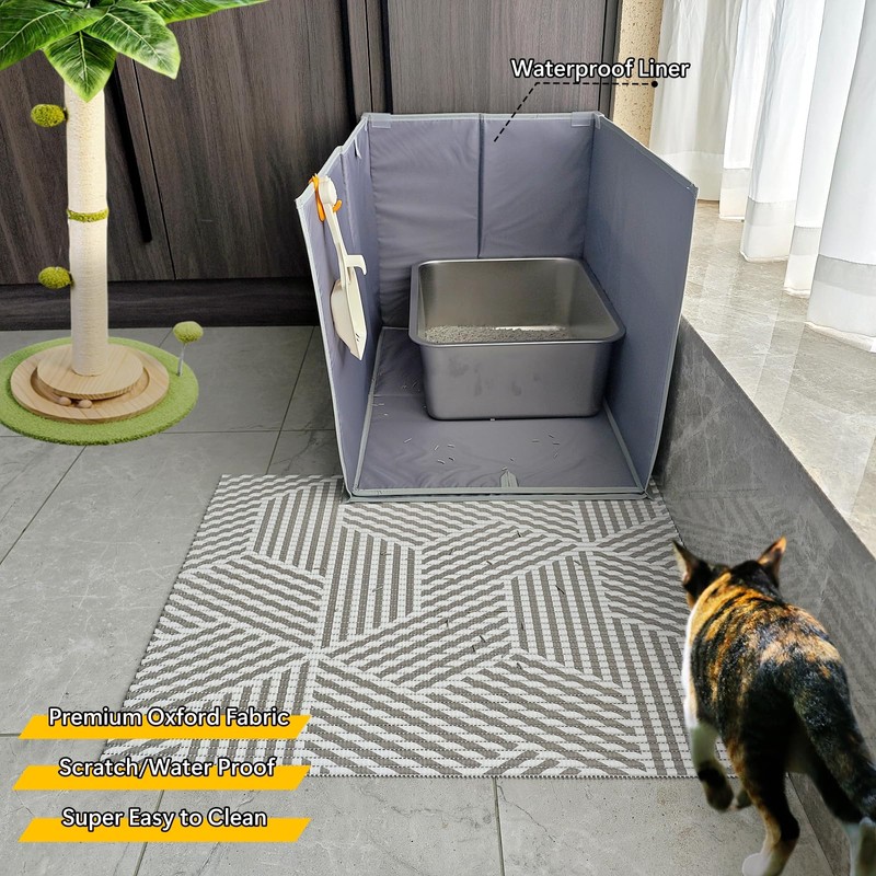 Gesomepurrz Extra Large Cat Litter Box Enclosure with Litter Mat,