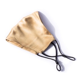 Habac Studio 100% Mulberry Silk Face Mask Pocket Filter Nose Wire 3 Layers. FREE 3x PM2.5 Filters Washable Adjustable UK (Gold)