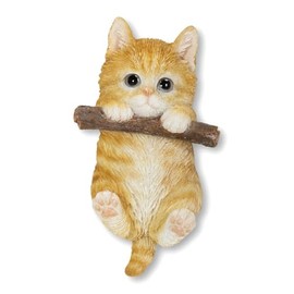 Uvia H23076-1 Tea Tiger Cat Grabbing Wooden Stick Magnet, 1.9 x 0.9 x 3.3 inches (4.8 x 2.3 x 8.5 cm), Doll, Figure, Figurine, Animal, Garden, Decorative, Realistic, Cute Cat