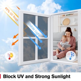 Haton Window Privacy Film One Way Window Tint for Home, Sun UV Blocking Heat Control Reflective Mirror Tinting Film See Out Not in Office Door Coverings, Black 23.6" x 118.1"