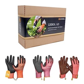 Gebol GO Women's Gardening Gloves Set, Size M (Size 8), Top Equipment for Gardening, Leather and Knitted Glove Mix for Gardeners, for Women, 4 Pairs