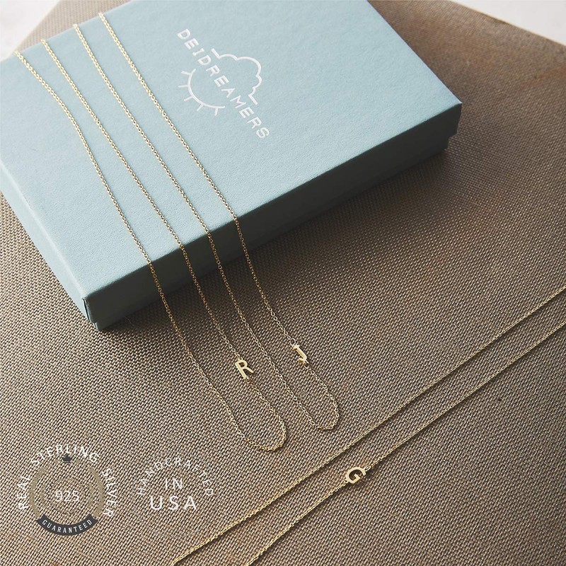 Deidreamers Side Mini Initial 14k Gold on Sterling Silver S