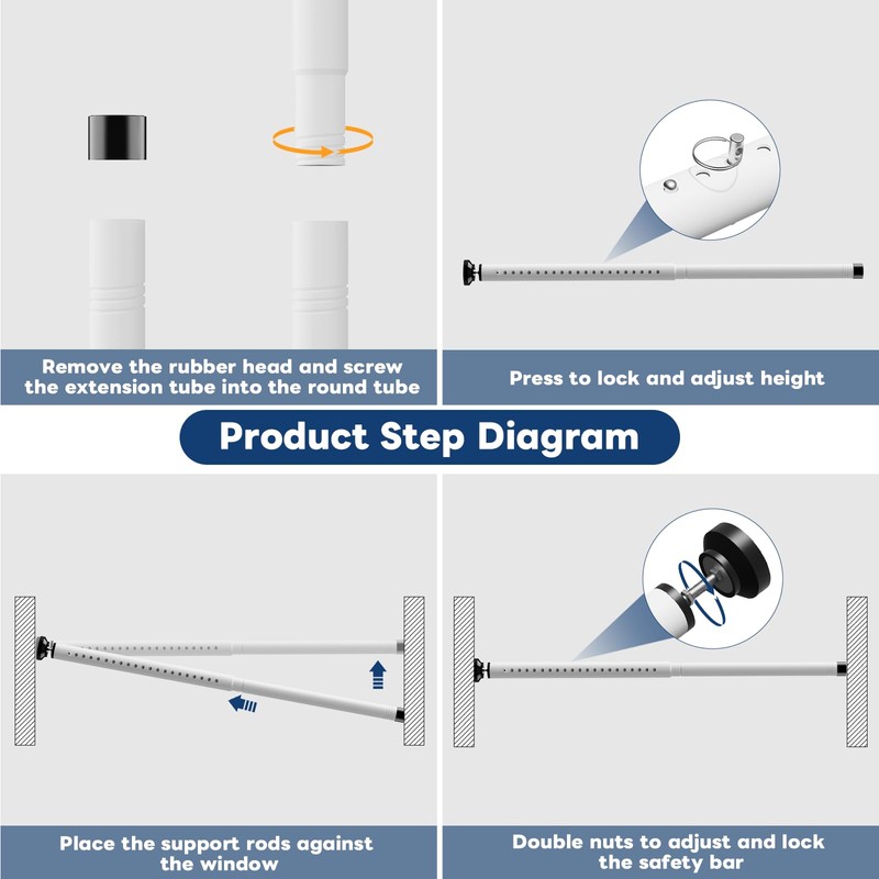 Abiglifty Sliding Door Security Bar, 17-50 Inch Adjustable Heavy Duty