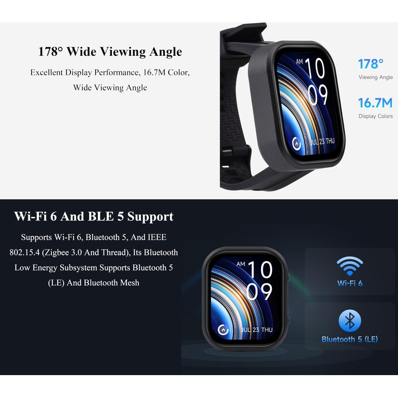 ESP32-C6 2.06inch AMOLED Touch Watch Development Board, 410×502 Pixels, RISC-V