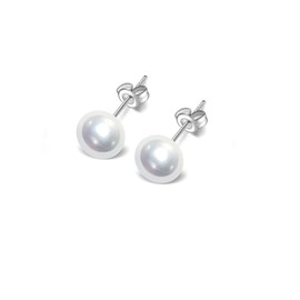 Treasure Bay Women's Pearl Jewellery Set Classic AA Grade 8-9mm Freshwater Pearl Necklace and Earrings Jewellery Set (White -Design 1)