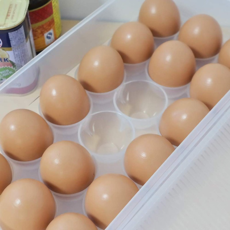 Bringer 4-Pack Clear Plastic Refrigerator Egg Containers, Egg Tray Holder