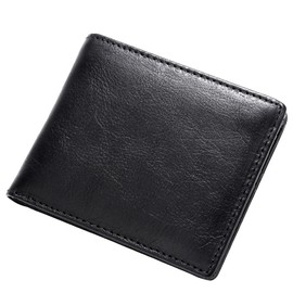 LELEMENT Top Genuine Leather Mens Wallet | RFID Blocking Bifold Wallet For Men with 2 ID Window | Thoughtful Gift for Men with Gift Box | Black Wallet