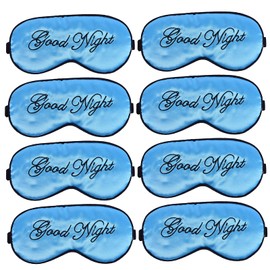 Silk Sleep Mask Blindfold Adjustable Strap Sleep Mask Night Eye Mask Cover for Sweet Sleep Travel Nap Dry Puffy Eyes 8 Pcs Blue