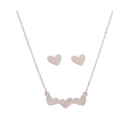 Dalee Stainless Steel Triple Heart Necklace & Earrings Set (REF05433)