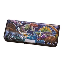 Kutsuwa Pencil Case, Magnetic Brush, 2-Door Dinosaur Pencil Case, Learning