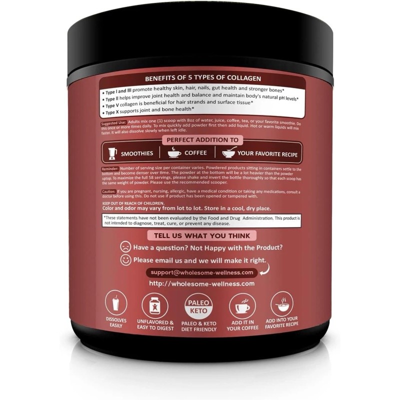Wholesome Wellness Multi Collagen Protein Powder 58 Servings Type I