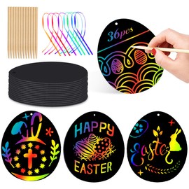 Wishstar Easter egg scratch pictures, children's crafts, Easter eggs craft set for Easter birthday party decoration DIY craft