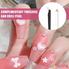 1 Box of 3D Nail Decoration Sets LAJUP, 20 Shapes Bows Nail Charms, Flowers, Star, Heart, Nail Decoration, Nail Plug, Rhinestones for Manicure, DIY, Crafts, Jewellery Accessories