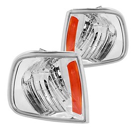Spec-D Tuning Chrome Housing Clear Lens Corner Lights for 1997-2003 Ford F150 Expedition Parking Signal Lamps Assembly Left + Right Pair