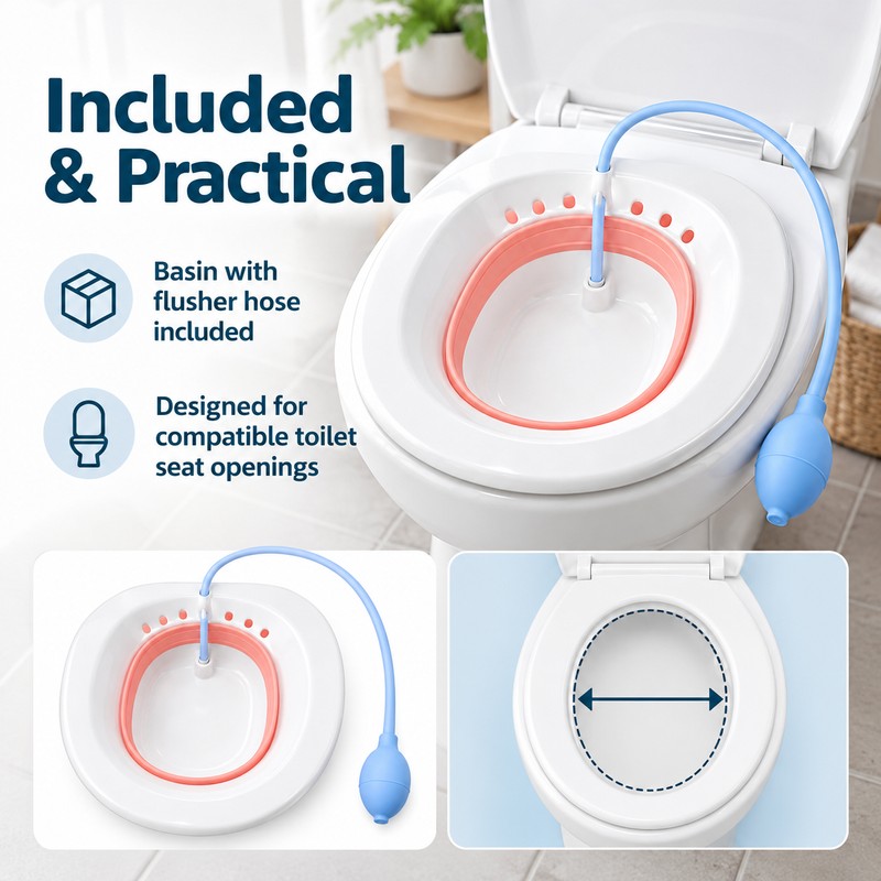 Foldable Sitz Bath Basin for Toilet Seat – Portable Plastic