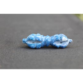 Jet Genuine Mini Lapislázuli Dorje Free Folleto Jet International Crystal Therapy Tibetano Nepal Vajra Tallado Deidad Tibetano Budismo Swastika Kila Phurpa Magic Lama Dis-Integrator Ritual Ceremonia