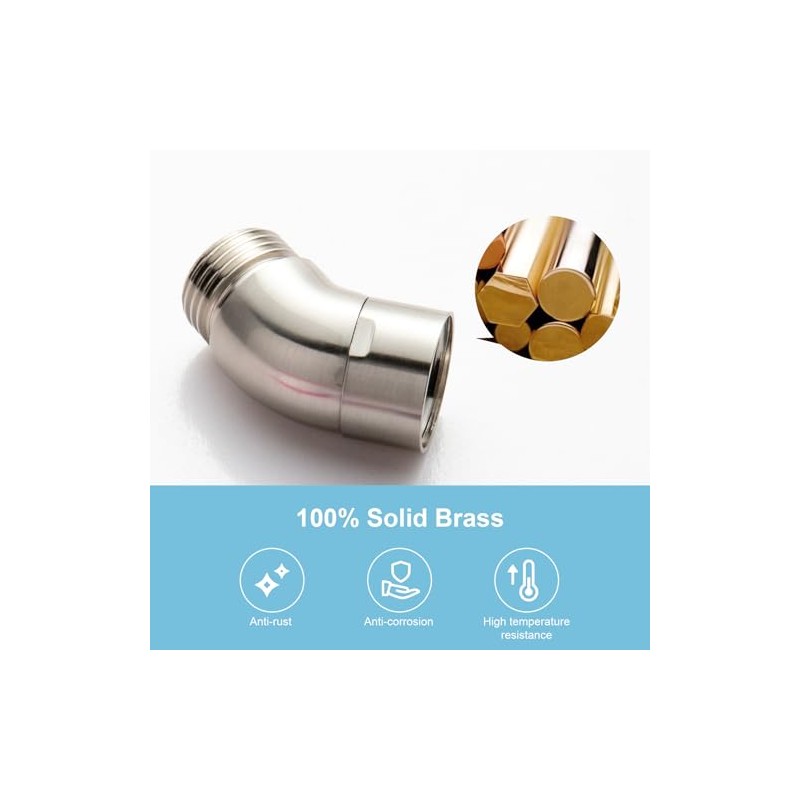 OFFO Shower Head Elbow Adapter, Brushed Nickel All Metal Handheld