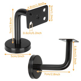 6Pcs Black Handrail Bracket Stainless Steel Stair Railing Brackets with Mounting Screws, Handrail Brackets for Staircase, Stairway