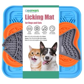 GOOPAWS: Licking Mat 3 Pack - Orange, Grey, Blue - Dog & Cat Slow Feeding Textured Pads, Food Grade Silicone, Spread Food & Treats, Pet Soothing