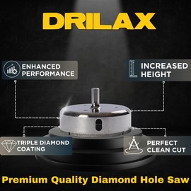 Drilax 3-1/8" Diamond Hole Saw for Tile, Porcelain, Ceramic, Glass, Marble & Granite | Precision Wet Drilling Core Bit | Perfect for Faucets, Pipes & Drain Holes | Professional Grade Tile Cutter