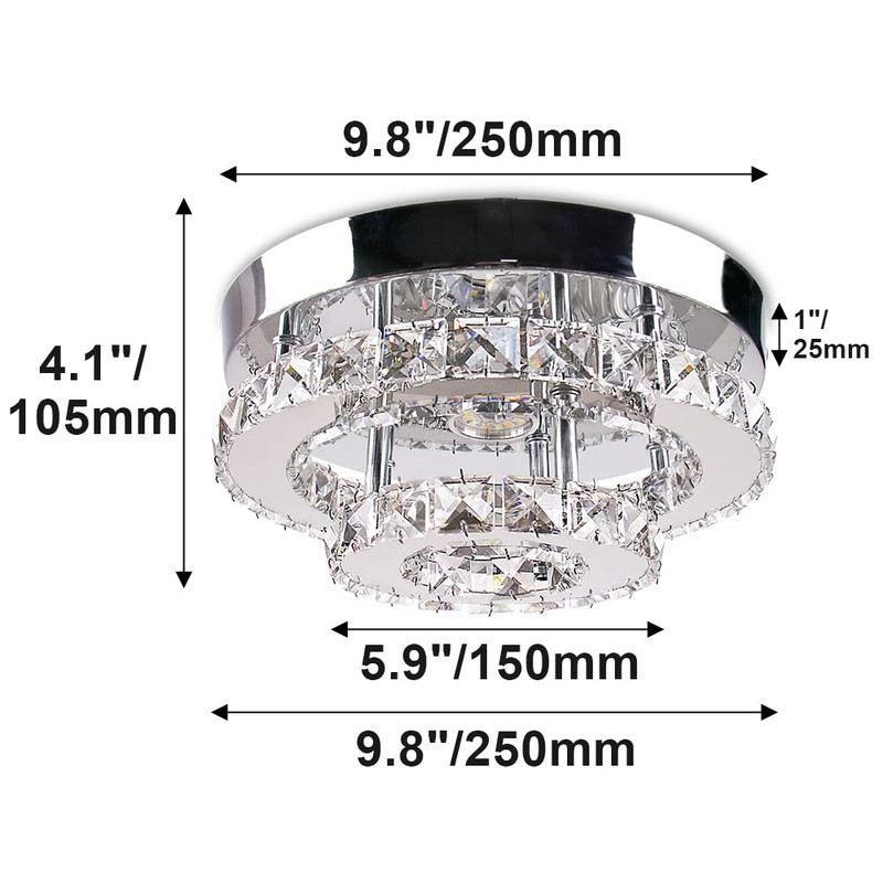 Cainjiazh Mini Chandelier LED Crystal Ceiling Light 2 Layers Flush