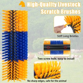 RUSIW Livestock Scratch Brush, 2 PCS, Yellow, Oblong, Nylon, for Cow, Horse, Goat, Cattle, Pig, Sheep, Relieves Itching, Provides Massage, Removes Dirt, Suitable for Most Livestock