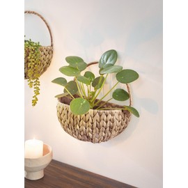 Dekoleidenschaft Water Hyacinth Wall Planter Natural Indoor Wall Planter Basket Flower Basket Wall Planter Wall Planter