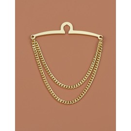 Men's Tie Chain Gold Silver Black Tie Clips Link Chain Cravat Collar Pins with Gift Box (Gold Double Chain)