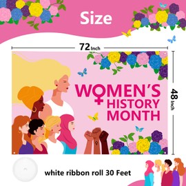 Arosche Large Womens History Month Banner 72" x 48" March National Womens History Month Decorations Party Supplies Hanging Banner for Classroom, Photography Background, Home, Balcony Decor