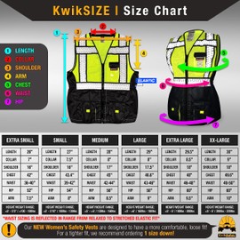KwikSafety - Charlotte, NC - SPECIALIST Class 2 Safety Vest for Women [REFLECTIVE FISHBONE TAPE] ANSI Tested OSHA Compliant Hi Vis PPE Gear/Black Large