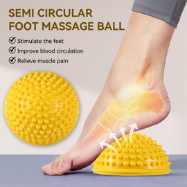 Bola de masaje de pies, media vuelta de PVC puntiagudos Wakers de pie terapia de equilibrio domo para Yoga Fitness Ejercicio Gimnasio(Amarillo)