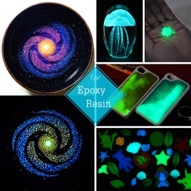 Luminous Epoxy Resin Colour Pigment Powder with UV Lamp - 10 Colours Self-Luminous in the Dark Epoxy UV Resin Colour Pigment Luminous Powder for Slime, Nail Art, Painting, Acrylic Paint and DIY Crafts - 20 g Each
