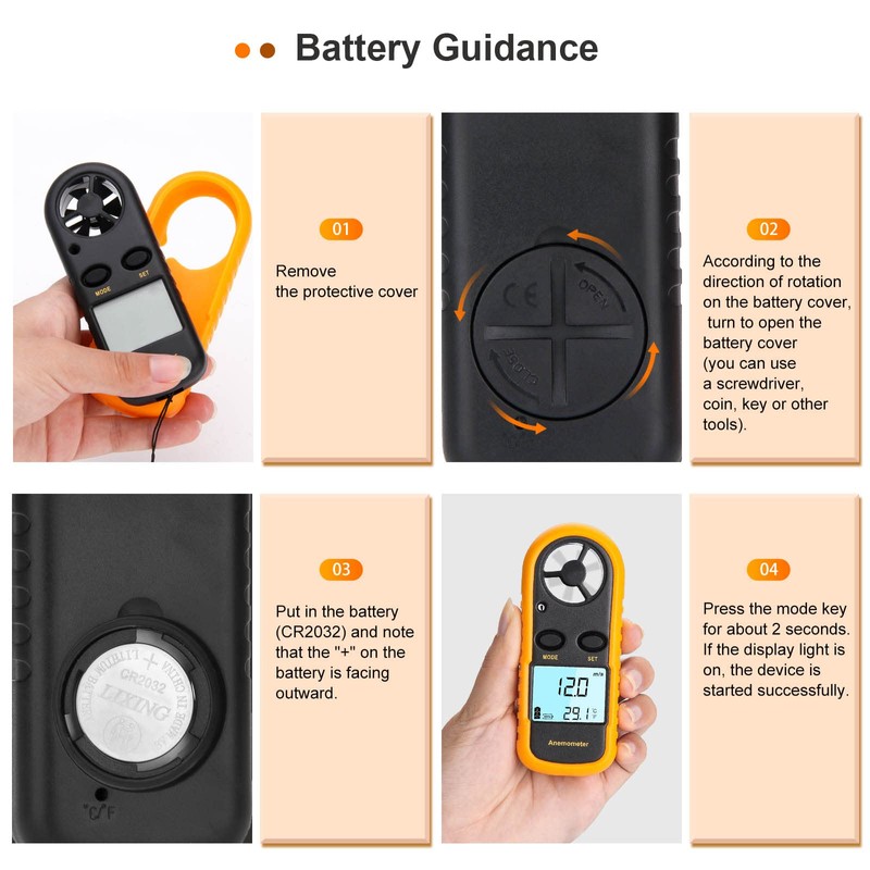 Anemometer Handheld, Light Weight Digital Wind Speed Meter, Wind Speed