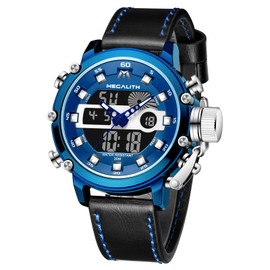 MEGALITH Men's Watch Military Digital Watch Sporty Watch Men's 45 mm Large Dial Waterproof LED Watches for Men with Stopwatch Alarm Clock Calendar, Black (black C), Standard, Strap.