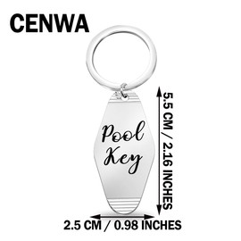 CENWA Pool Key Motel Keychain Pool House Keyholder Pool Life Gift for Swimmer, Grey