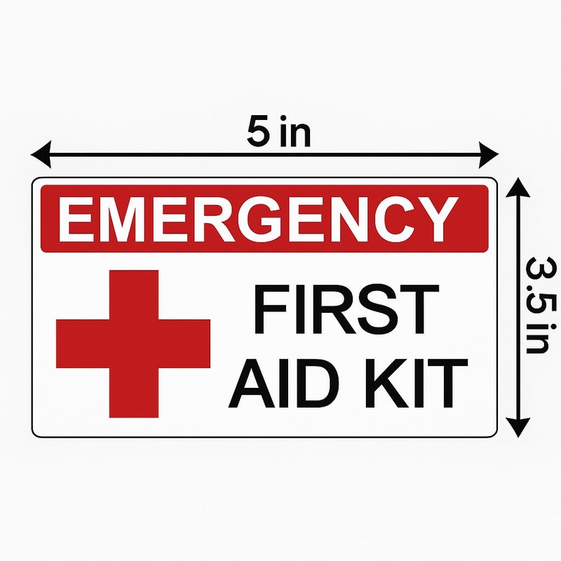 Emergency First Aid Kit Cabinet Label Sticker Decal – 3.5″