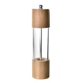 Manual Pepper Grinder Multifunctional Efficient Grinding Oak Patchwork Acrylic Pepper Mills Shakers L