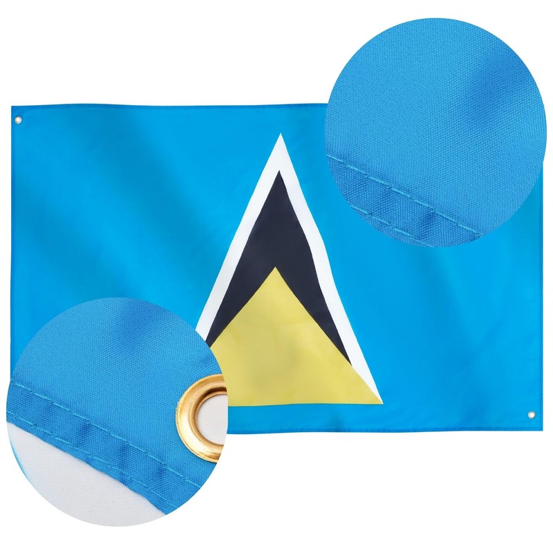 Runesol St Lucia Flag, 91x152cm, 3ft x 5ft, 4 grommets,