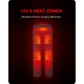 DEWBU Heated Pants for Men with 12V Battery Pack Fleece Lined Outdoor Softshell Pants Electric Heating Trousers, Men's Pure Black, L