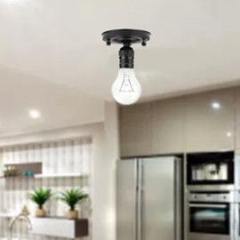 Pwshymi Vintage Industrial Ceiling Wall Light Base Holder Pendant Bulb Lamp Screw Socket,Iron E26 E27 DIY Project Lighting Fixture Cover for Home Decoration (Black)