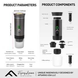 Portable Coffee Maker for Travel, Portable Espresso Maker, 20 bar Mini Espresso Machine, 3in1 Electric Espresso Maker,Travel Coffee Maker with Ground Coffee & Capsule(Ns&DG) for RV, Camping, Car